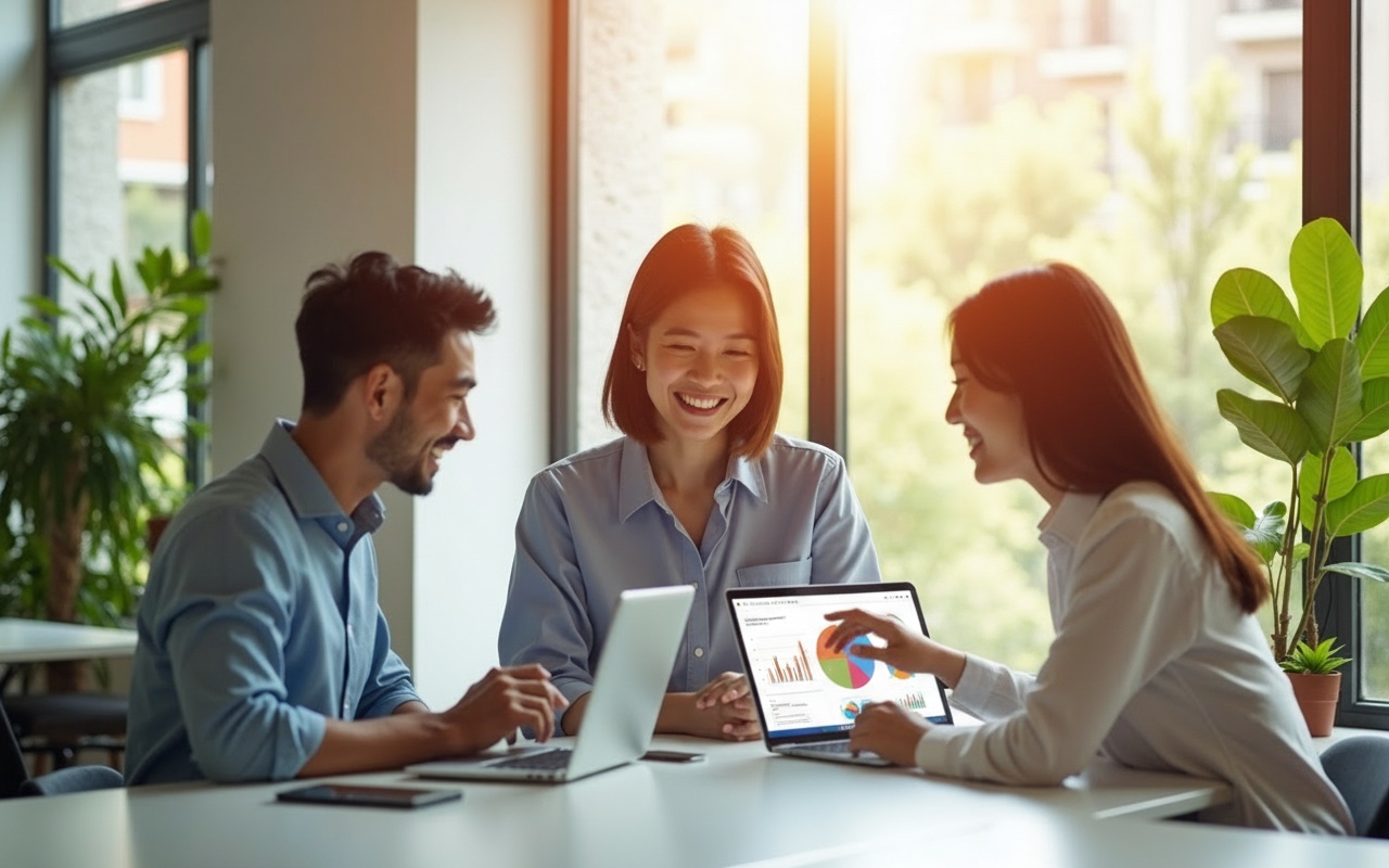 活気あるオフィスでAI活用を検討する経営者