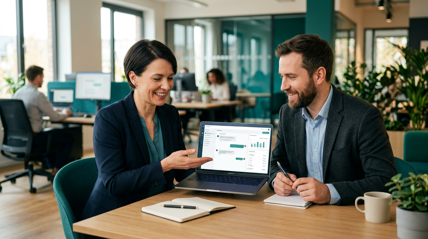 現場でAIやツールを一緒に使い方を確認するイメージ